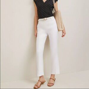 ANN TAYLOR THE EVA ANKLE WHITE LINEN BLEND TROUSER PANT NWOT $100 10